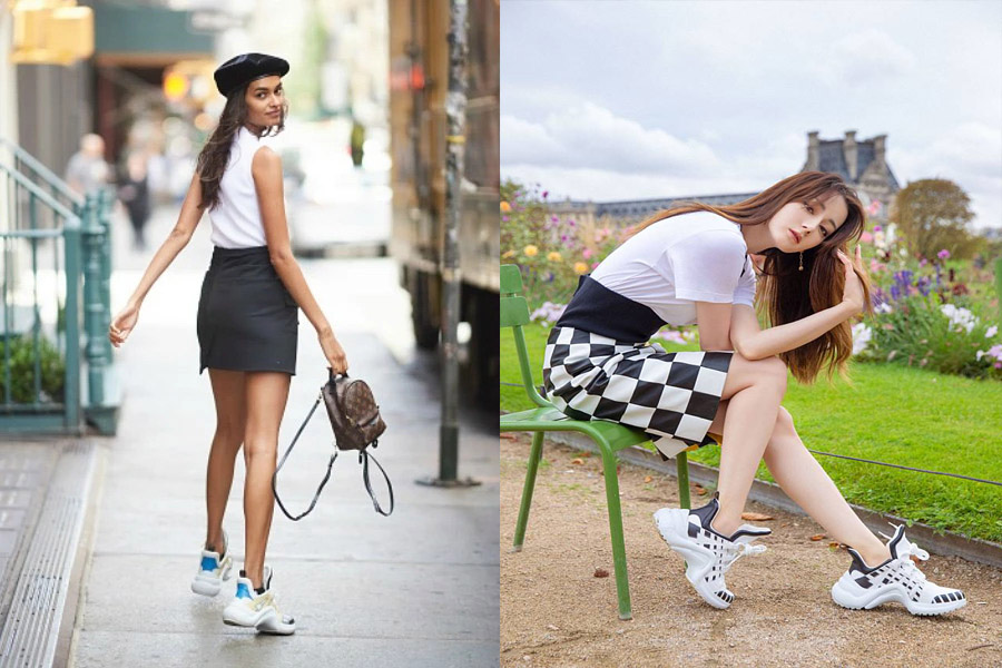 Giày Louis Vuitton nữ mix cùng áo phông
