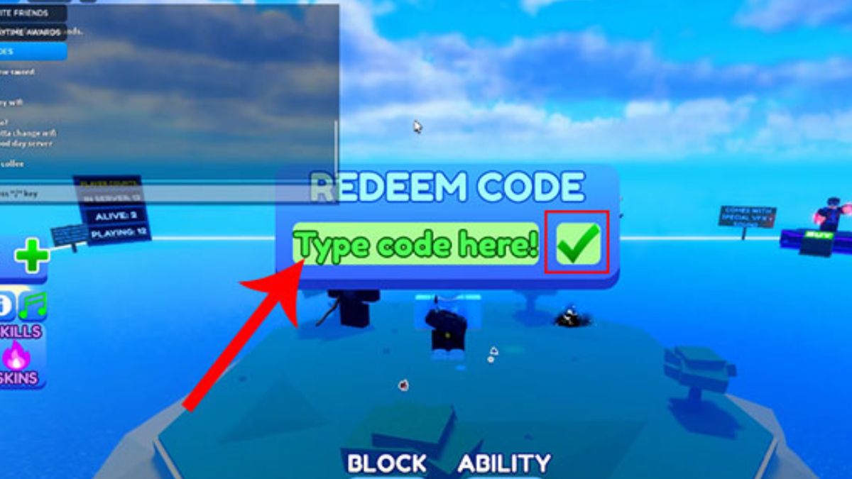 Cách nhập code Blade Ball bước 3