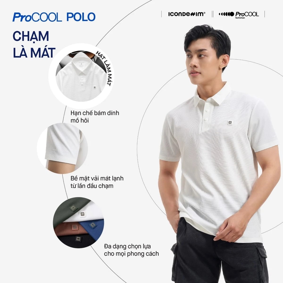 Áo Polo Nam Trơn ProCOOL Seam Sealing Form Slim