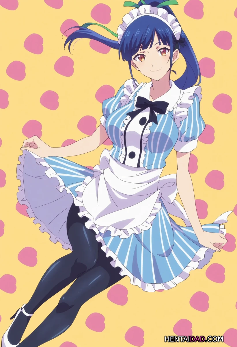 Ami Tsuruga tươi tắn trong bộ váy kẻ xanh trắng đáng yêu.