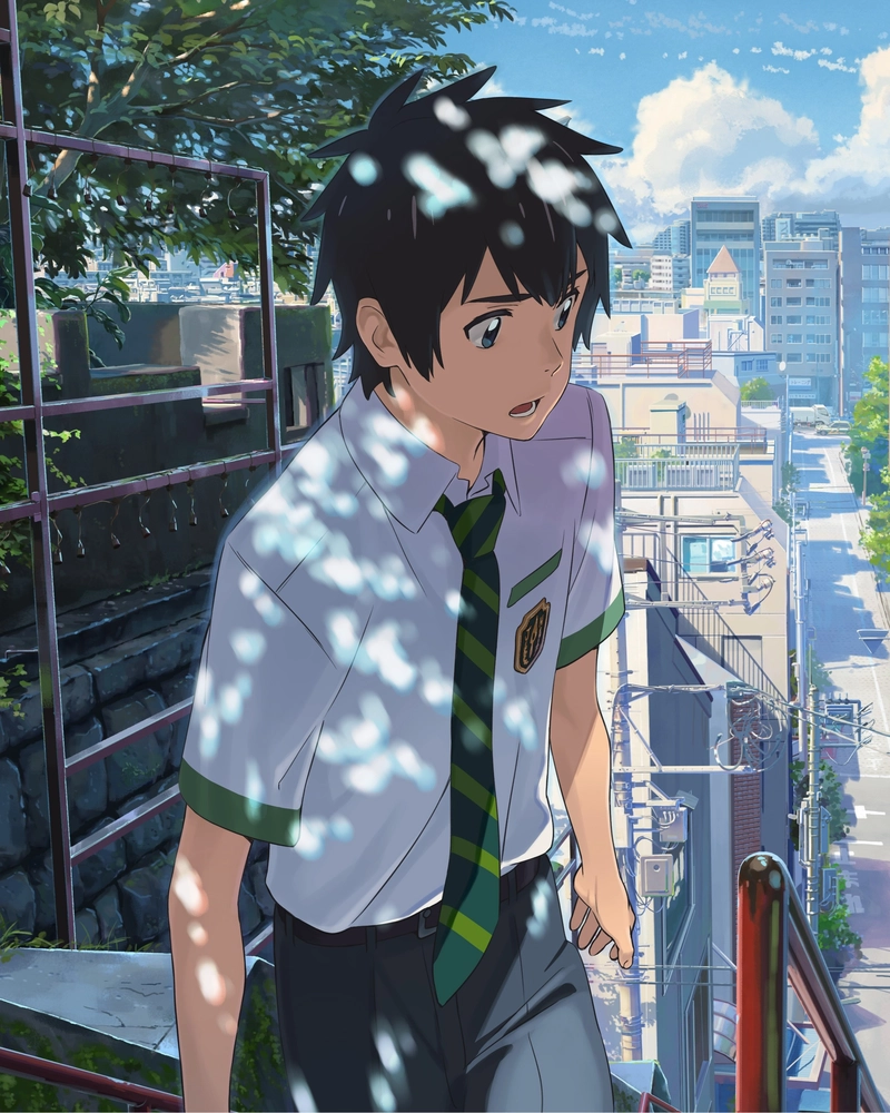 Ảnh anime nam học sinh với ánh nhìn tự tin cuốn hút