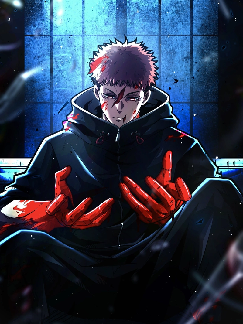 Ảnh anime nam học sinh với ánh nhìn sắc nét ấn tượng