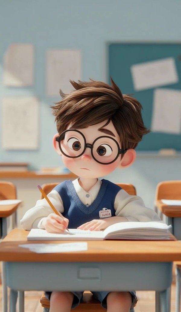 Hình học sinh dễ thương với biểu cảm ngây thơ