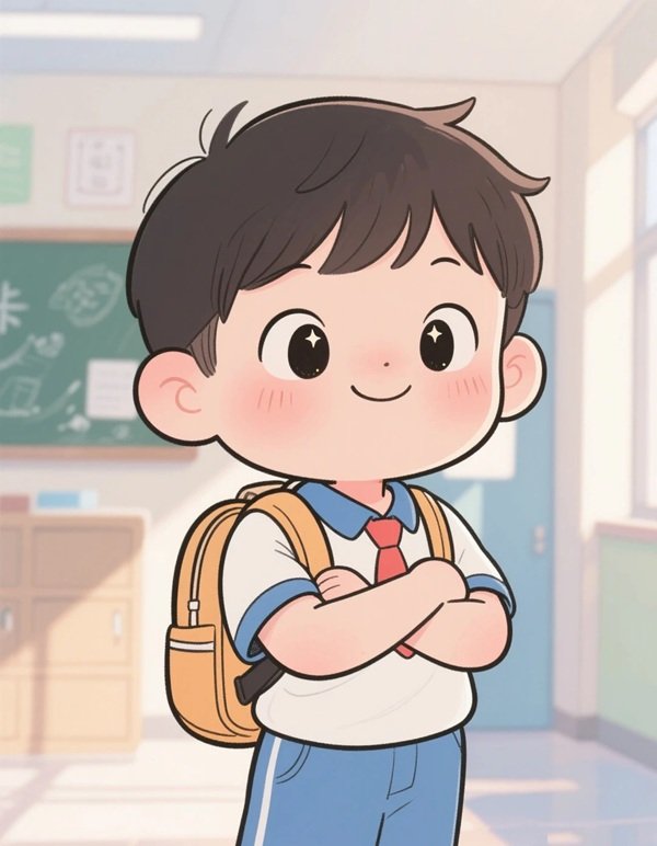 Ảnh học sinh chibi với biểu cảm hạnh phúc