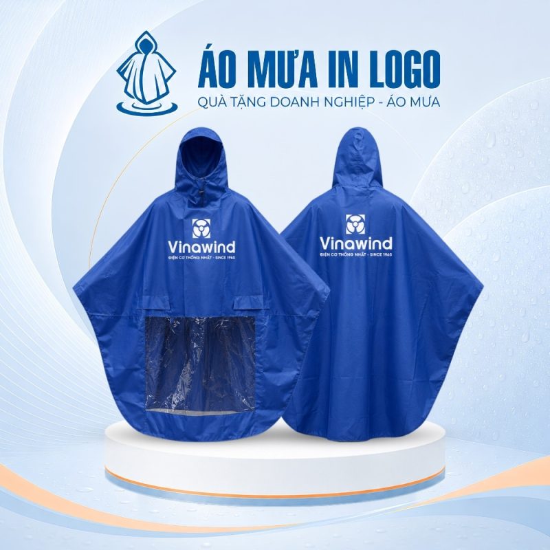 Áo Mưa Cánh Dơi Màu Xanh Phối Tai Gương Kính Đèn AM-CD04