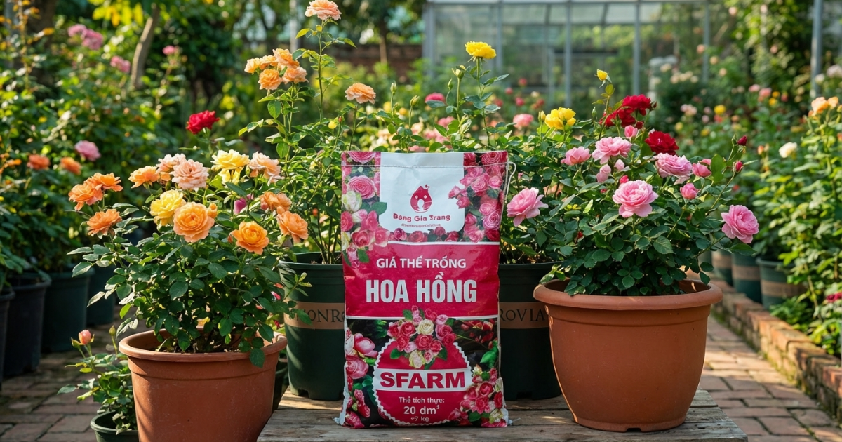 Đất trồng hoa hồng Sfarm tơi xốp