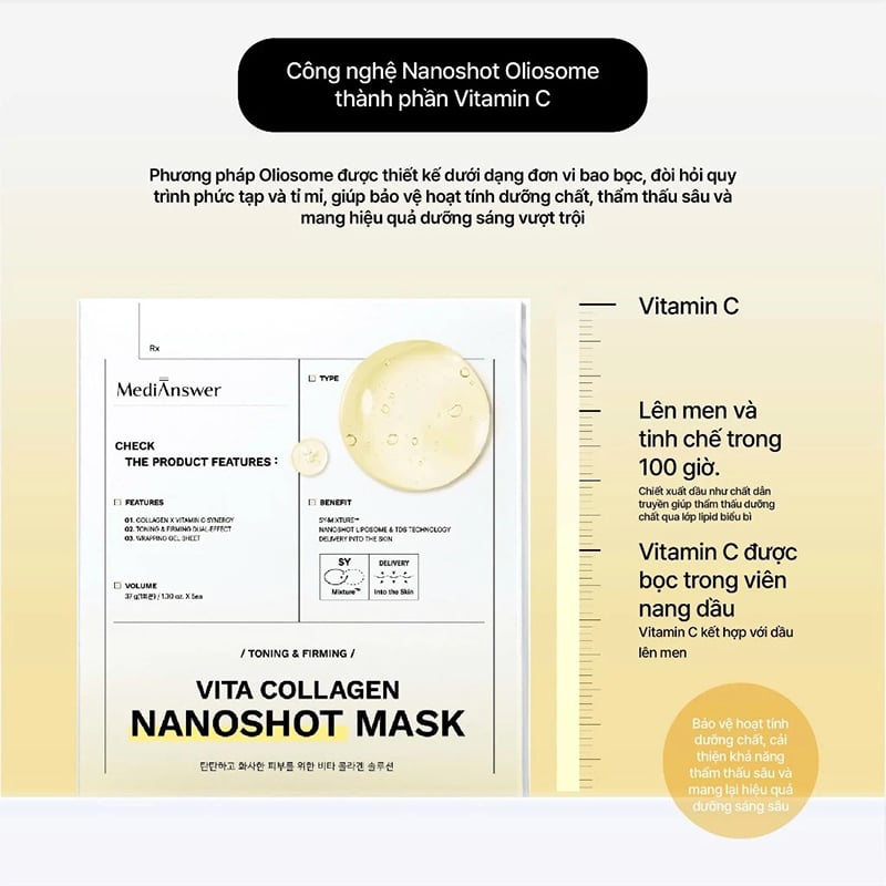 Mặt Nạ Thạch MediAnswer Hỗ Trợ Phục Hồi Da, Sáng Mịn, Thu Nhỏ Lỗ Chân Lông Collagen Nanoshot Mask