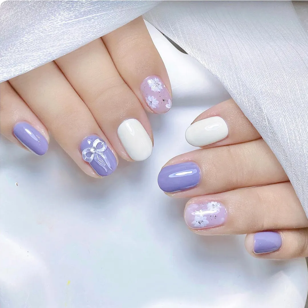 mẫu móng tay ngắn đẹp nhẹ nhàng