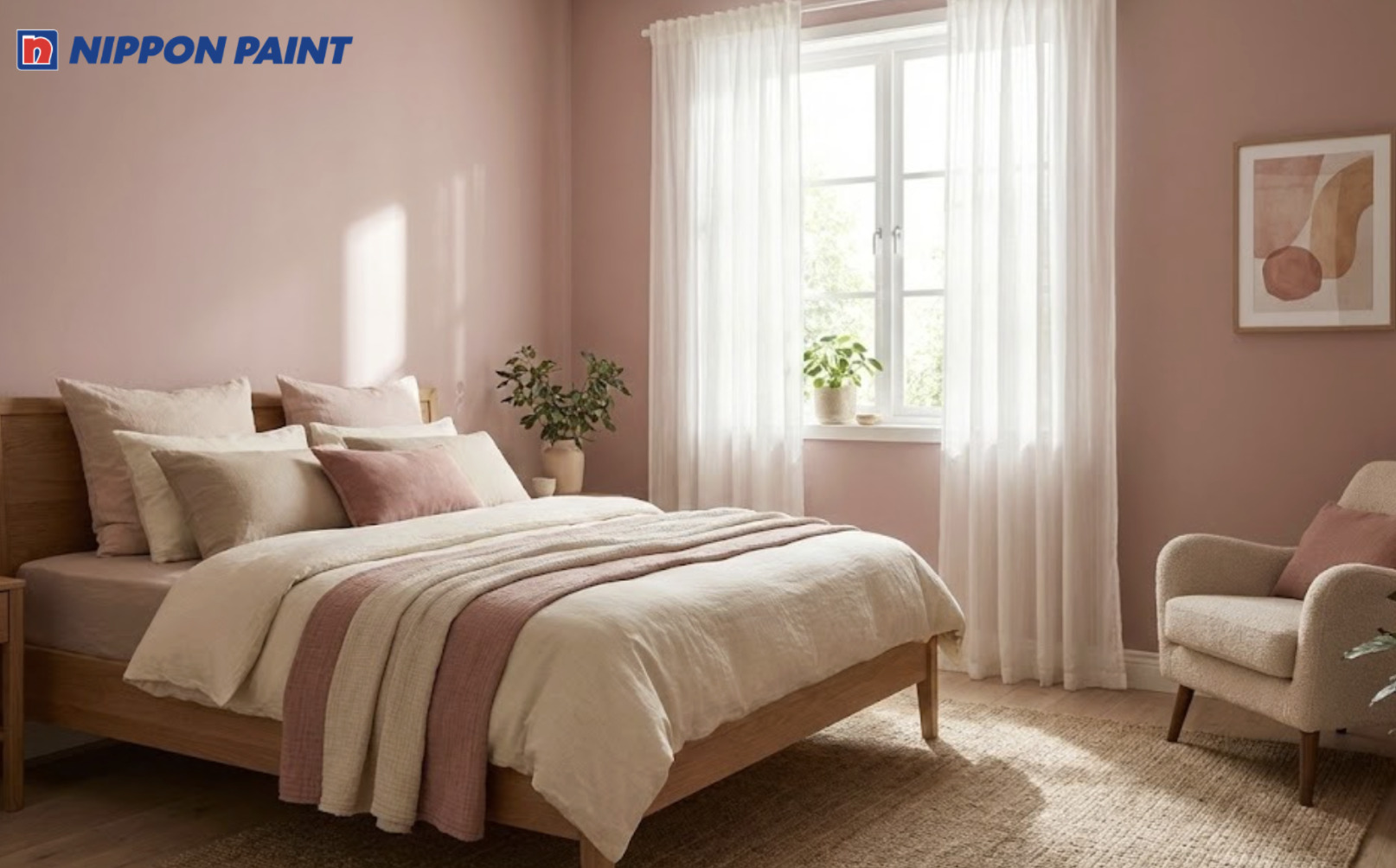 Sắc đỏ được làm dịu, tạo điểm nhấn ấm cúng và tăng chiều sâu cảm xúc cho không gian