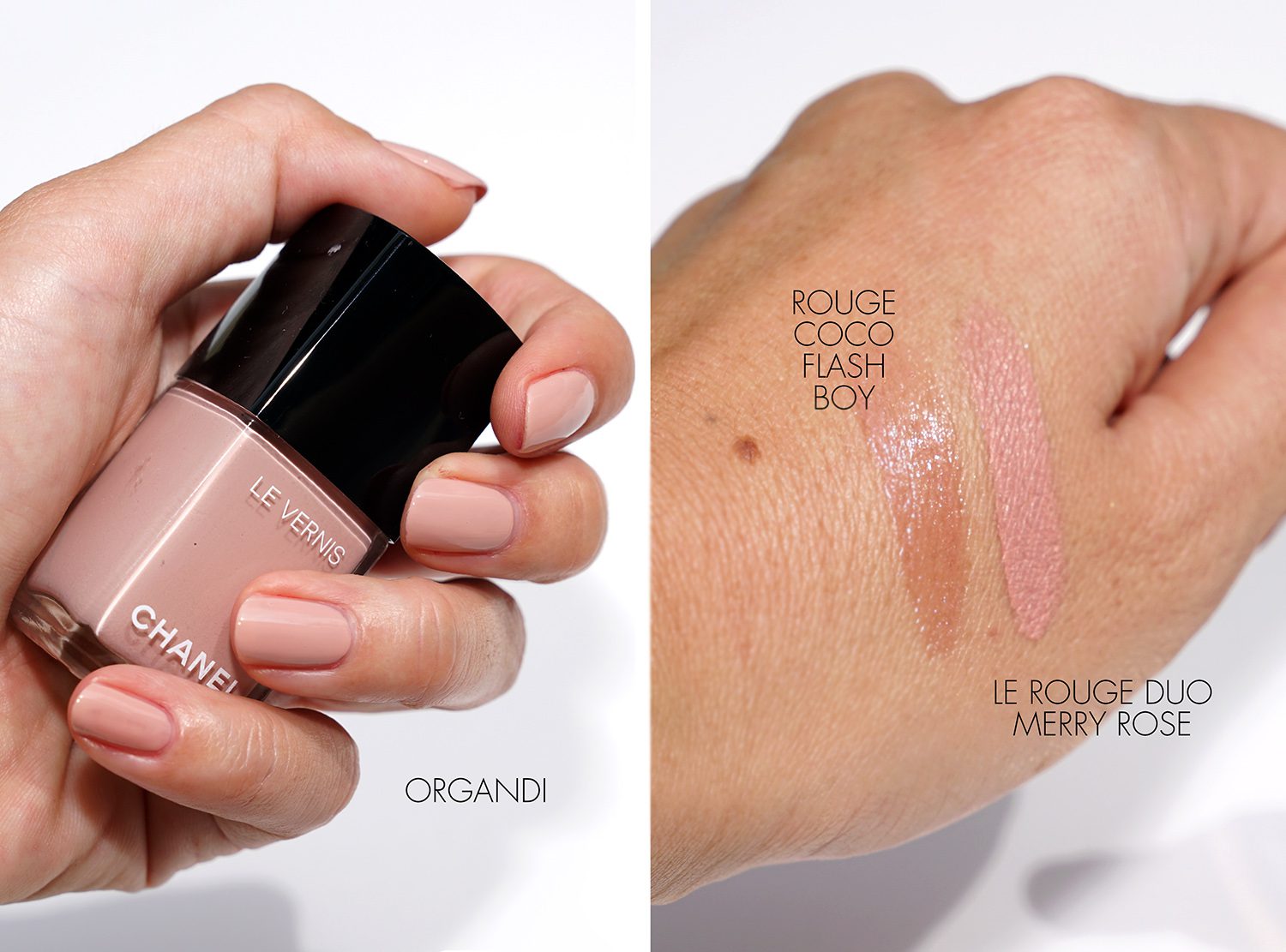 Chanel Le Vernis Bleached Mauve Rouge Coco Gloss Caramel