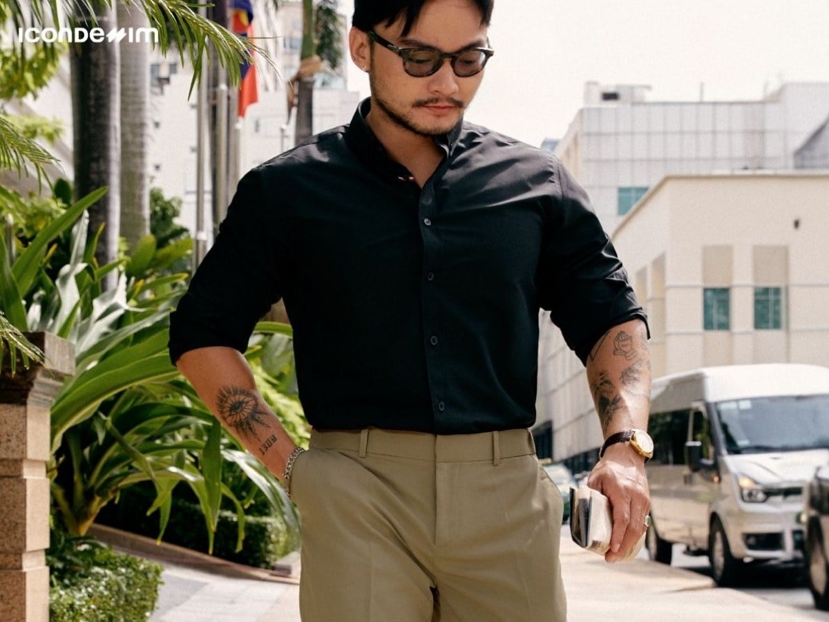 Quần kaki nam ống suông với áo sơ mi tôn lên nét đẹp thời thượng và sành điệu