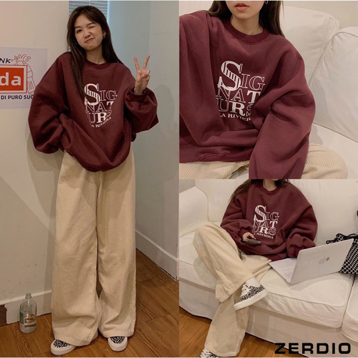 Áo sweater phối quần nhung tăm
