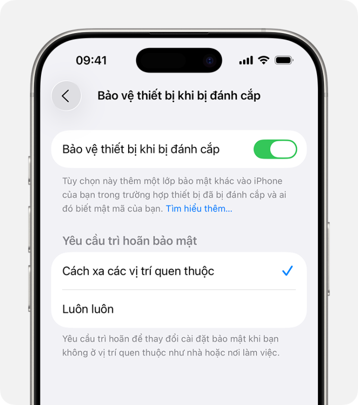 Giới thiệu về t&iacute;nh năng Bảo vệ thiết bị khi bị đ&aacute;nh cắp cho iPhone