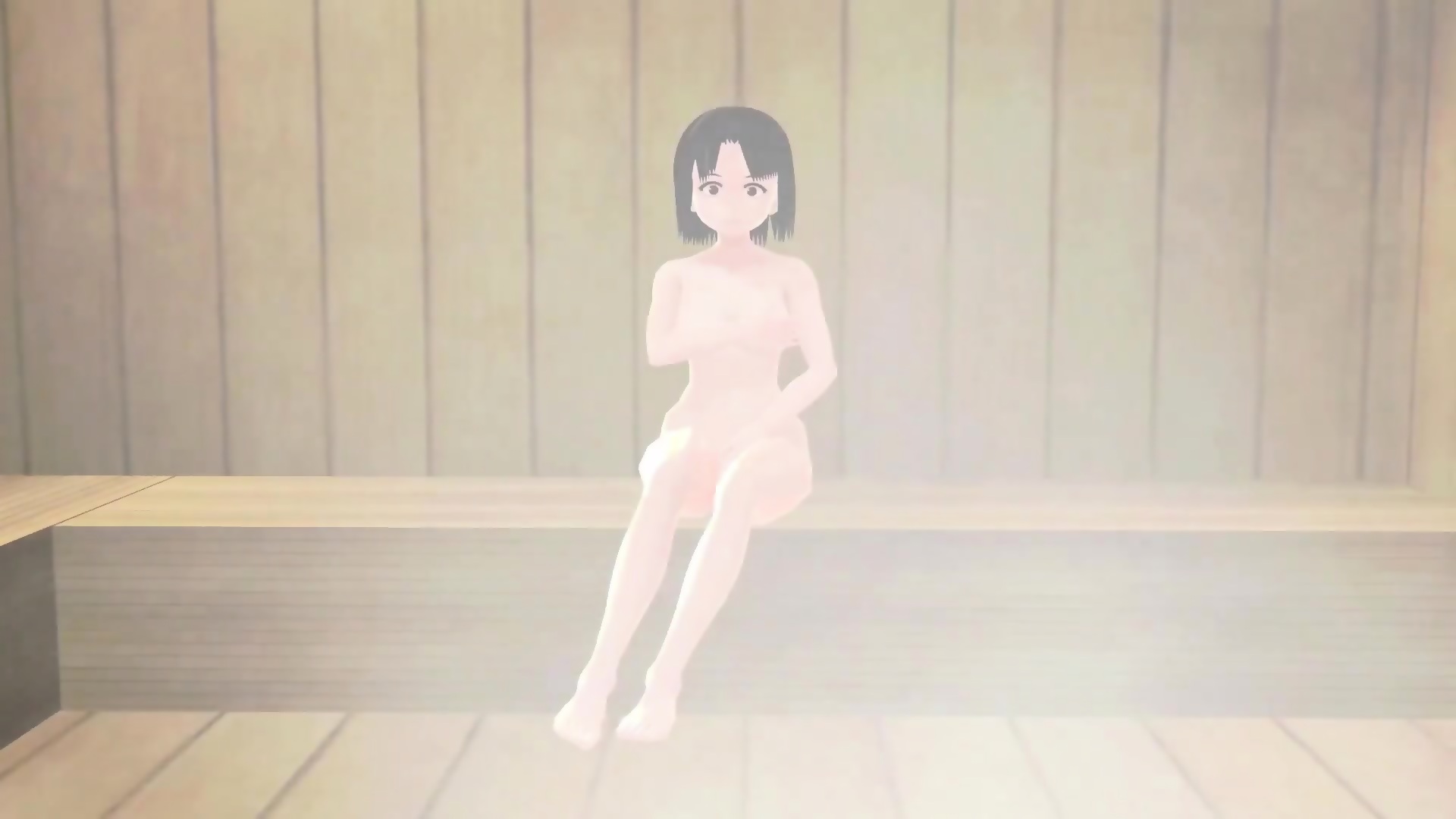 Gái anime không mặc đồ nằm trên giường khoe ngực trần và quần lót ren đen