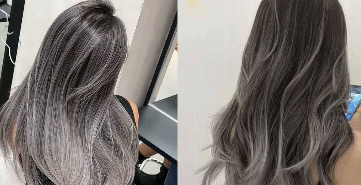 Nhuộm Balayage xám khói