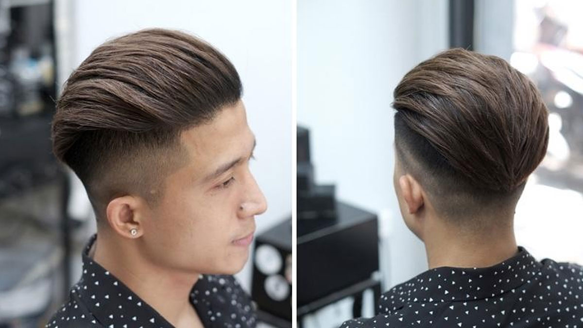 Tóc nam ngắn mặt tròn undercut vuốt ngược