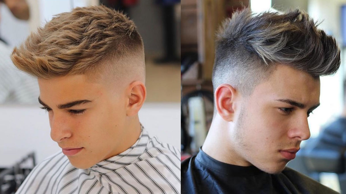 Tóc nam ngắn chất mặt tròn high fade quiff
