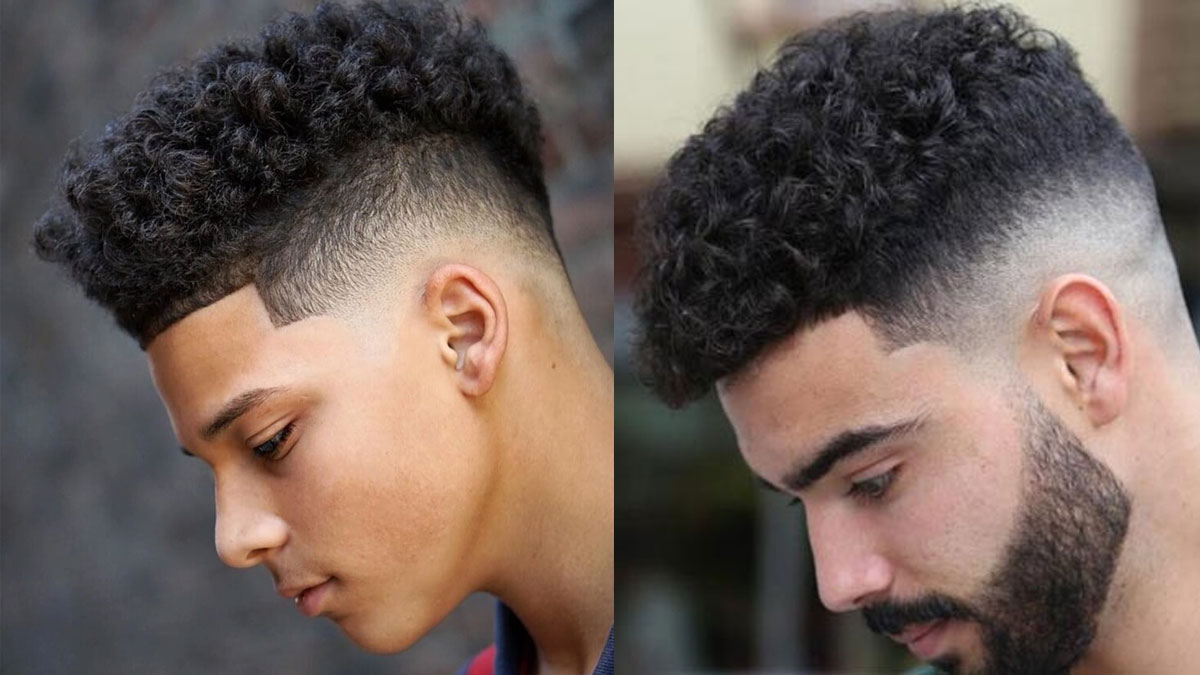 Kiểu tóc nam ngắn mặt tròn curly flat