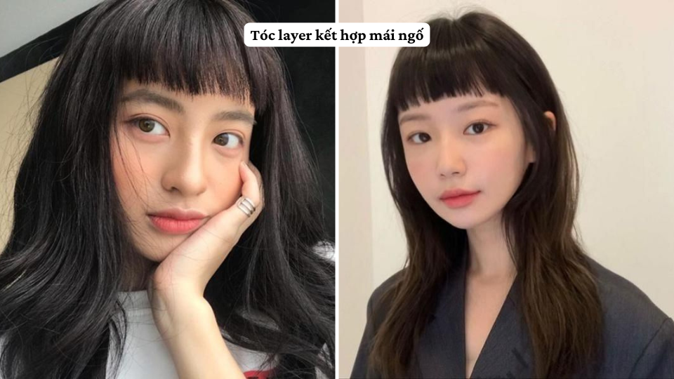 Tóc layer kết hợp mái ngố
