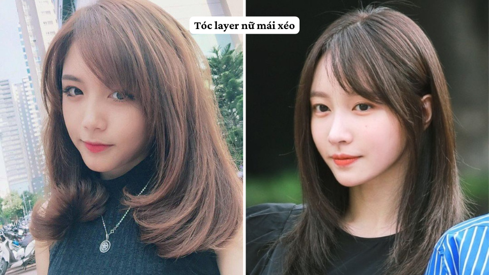 Tóc layer nữ mái xéo