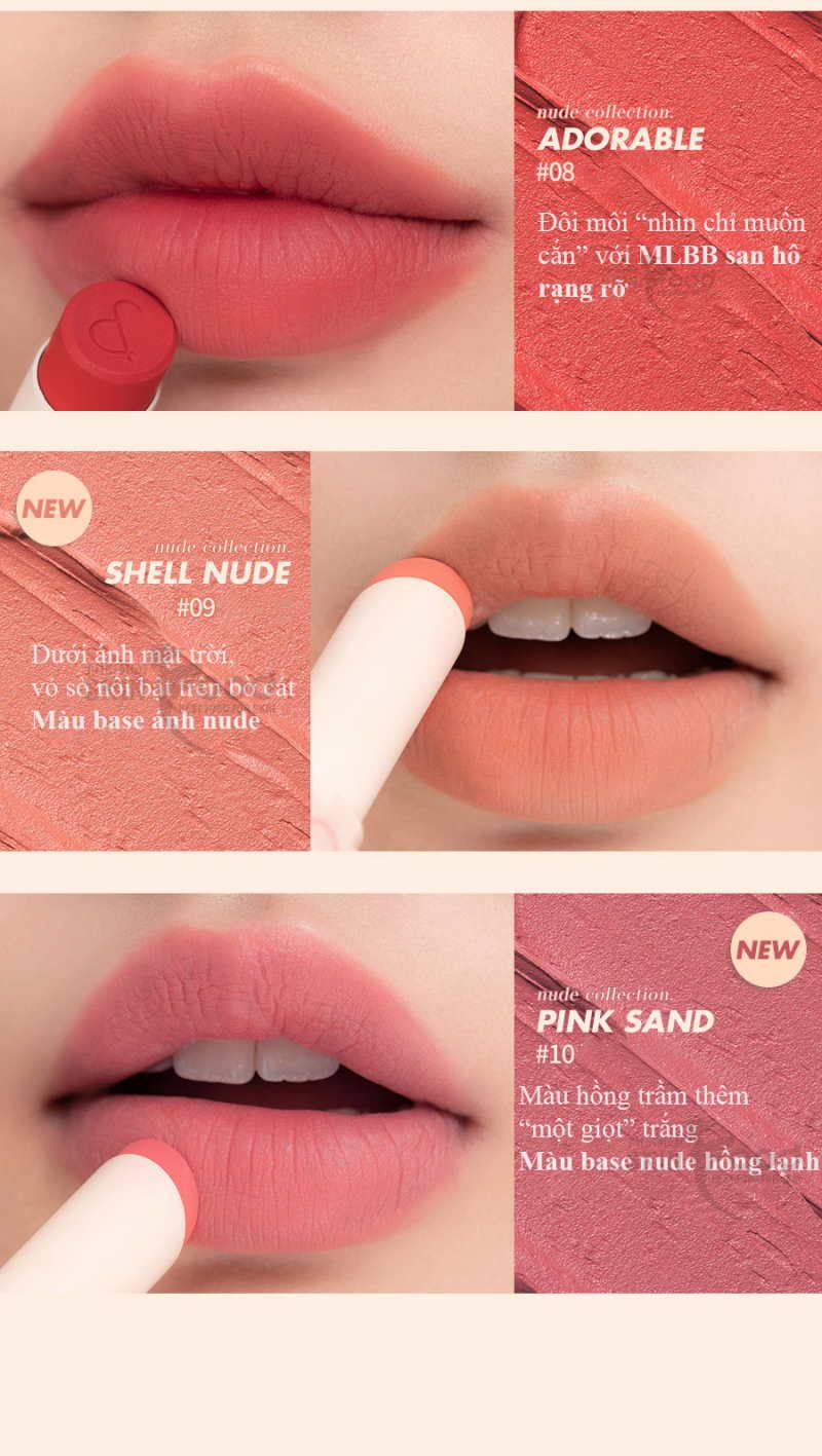 Son Thỏi Lì, Lên Màu Siêu Xinh Romand Zero Matte Lipstick 3g